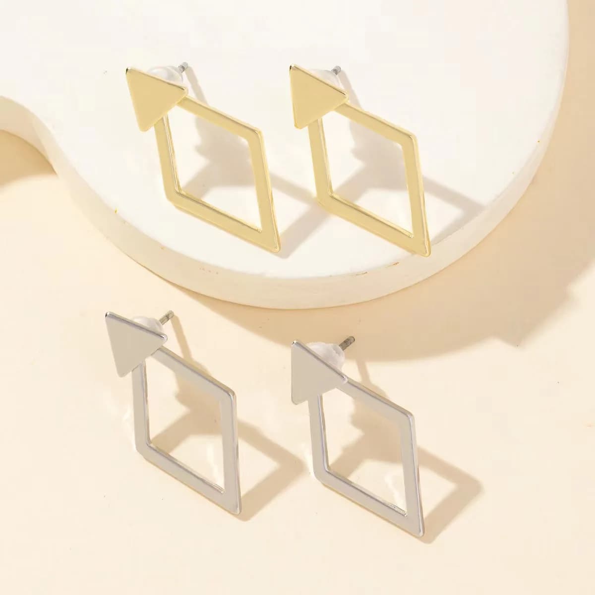 Tiny Geometric Stud Earrings For Women Gold Silver Color Temperament Posting Earrings Daily Wear Girl's Gift