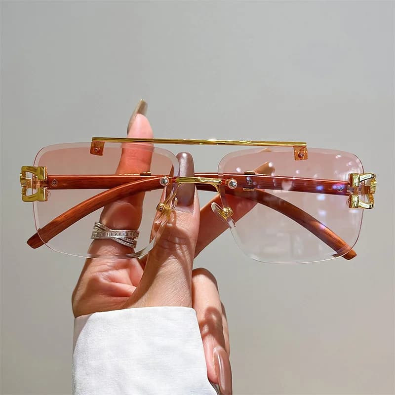 Luxury Brand Designer Square Rimless Leopard Head Sunglasses Women For Men 2023 Fashion Vintage Trendy Sun Glasses Shades UV400