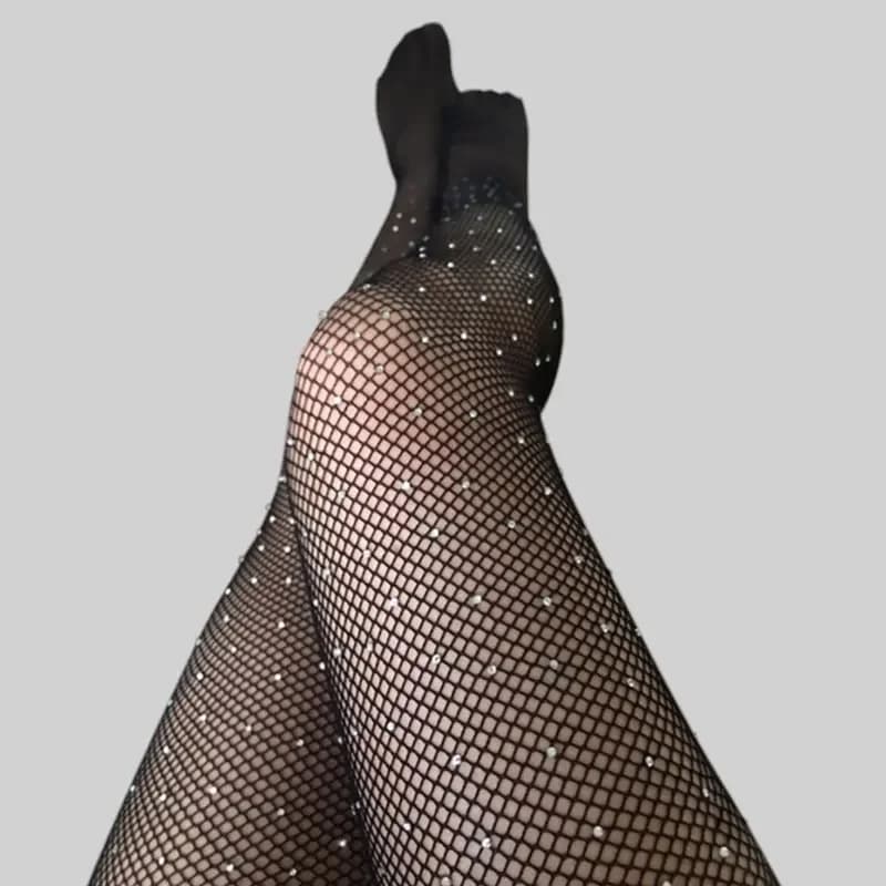 2021 Sexy Women Pantyhose Shiny Fishnetstocking High Quality Hollow Mesh Diamonds Plaid Tights Sparkle Rhinestone Stockings