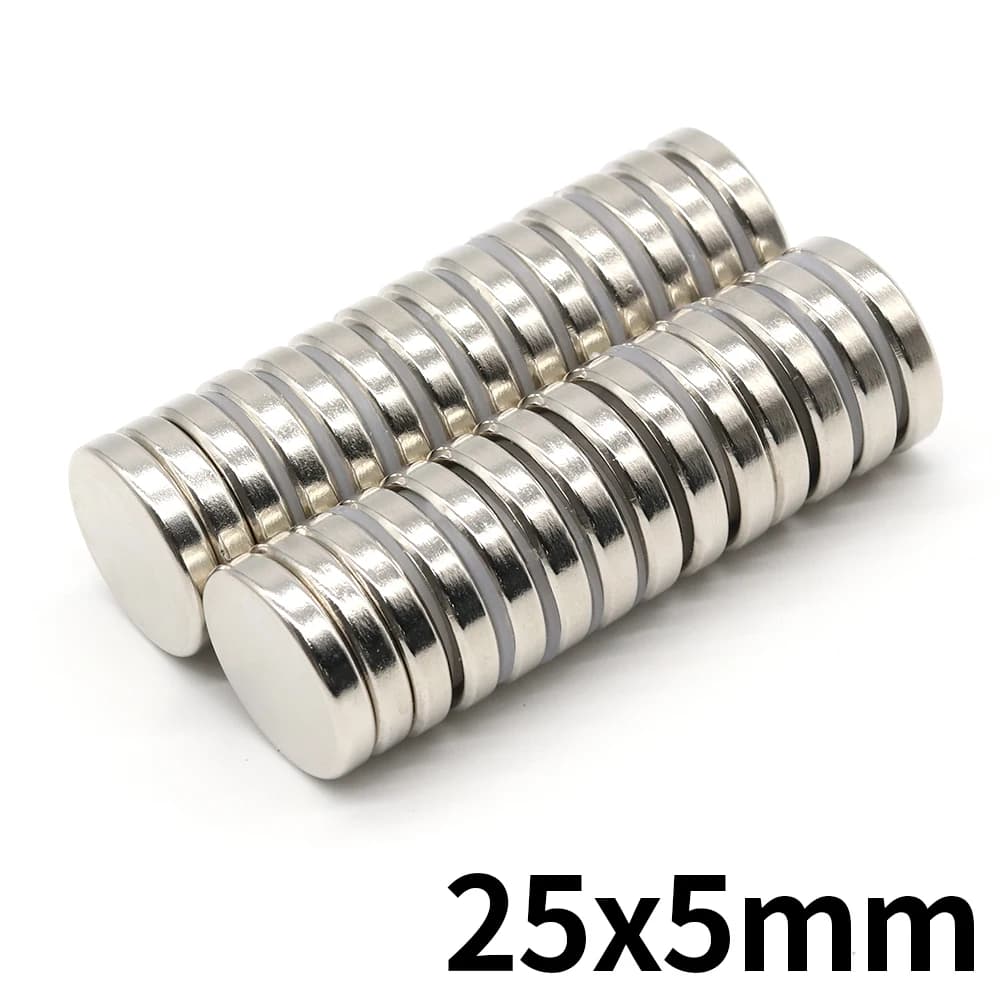 2/5 Pcs 25x5 Round NdFeB 25mm X 5mm Neodymium Magnet N35 Super Powerful Imanes Permanent Magnetic Disc 25*5