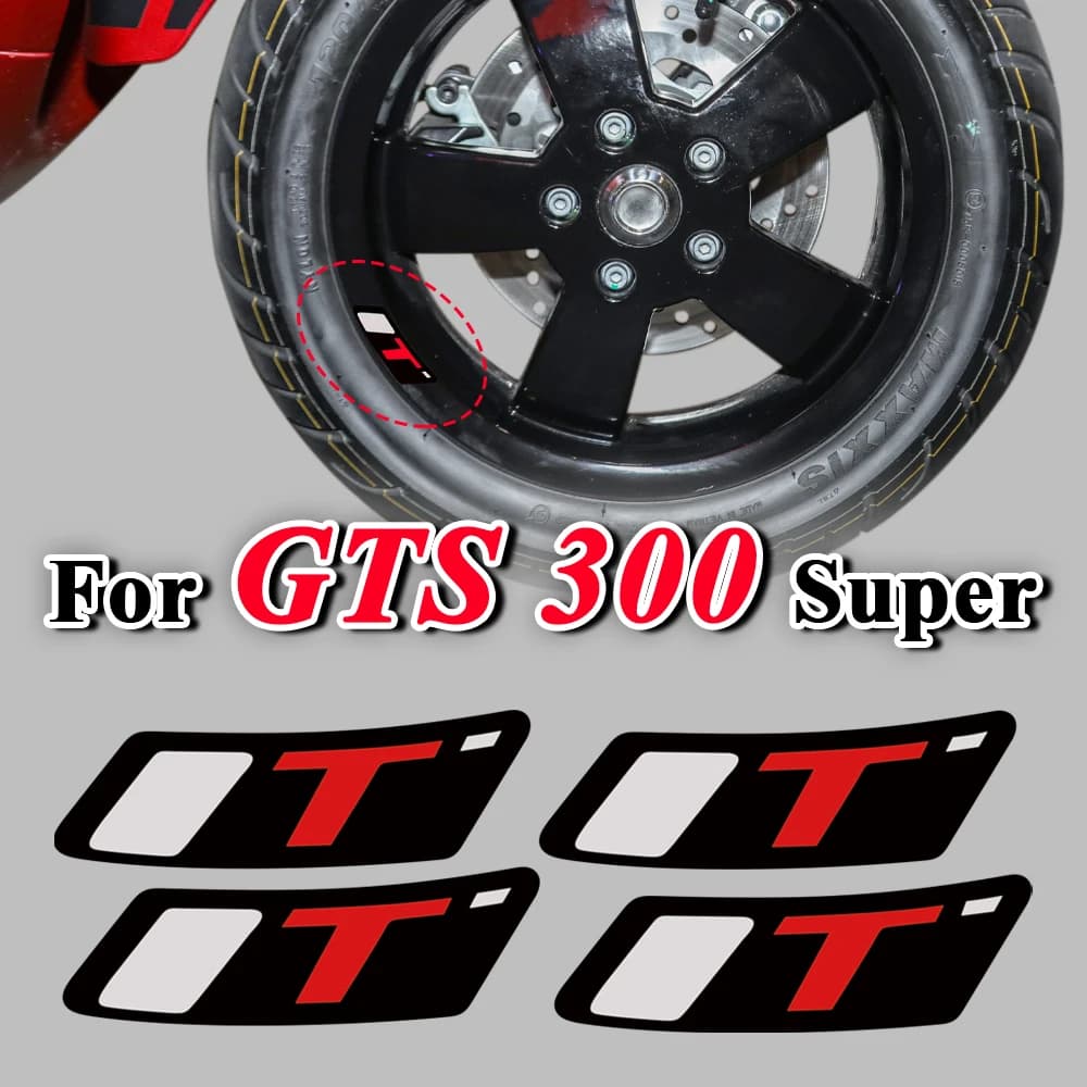 Reflective Motorcycle Wheel Stickers Accessories For Vespa GTS 300 Super Sport 2023 2024 PVC Rim Decals For GTS300 GTS250 GTS125