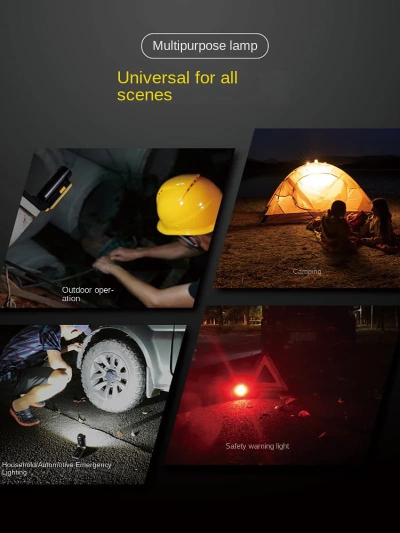 Multifunctional Tool Dual Light Source Output 600 Lumens USB-C Rechargeable COB Mechanics Work Lamp Floodlight