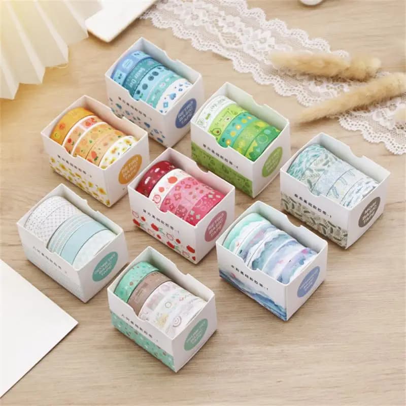 5PC Cartoon Paper Tape Hand Account Decoration Tape DIY Albums Stationery Tape Stationery Creative Tape Decoration