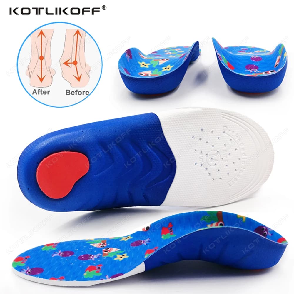 Kids Orthopedic Insoles For Flat Feet High Arch Support Correction OX-Legs Valgus Horseshoe Foot Care Deep Cup Shoes Soles Pads