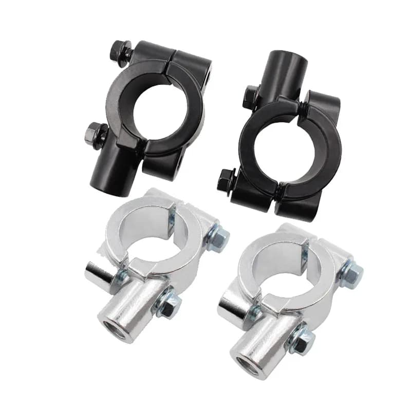 Motorcycle Mirror Mount Clamp Rear View Mirror Holder Adapter Silver Black for 7/8" Inch 22mm 25mm Handlebar 10mm 8mm Thread