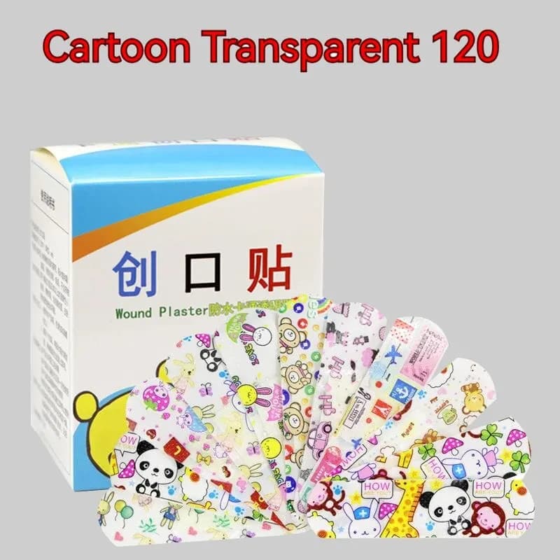 120pcs/Lot Cartoon Cute Patterned Breathable Waterproof Adhesive Bandages Curved Band Aid Patch Wound Dressing For Children