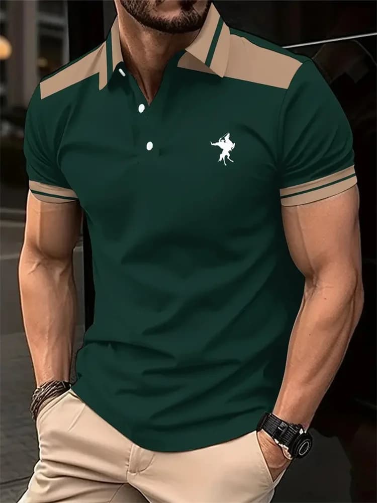2025 Men's T-shirt Classic Short sleeved Polo Shirt Summer Top Casual T-shirt Button Lapel Super Large S-3XL Casual Polo Shirt