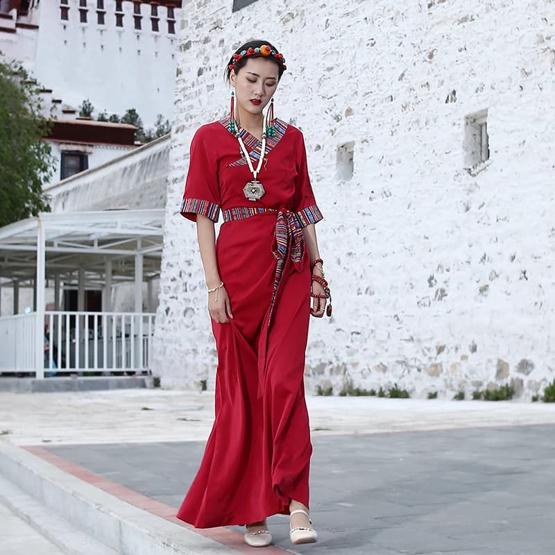 Summer New Clothes Women's Performance High-End Kangba Lhasa Chinese robe