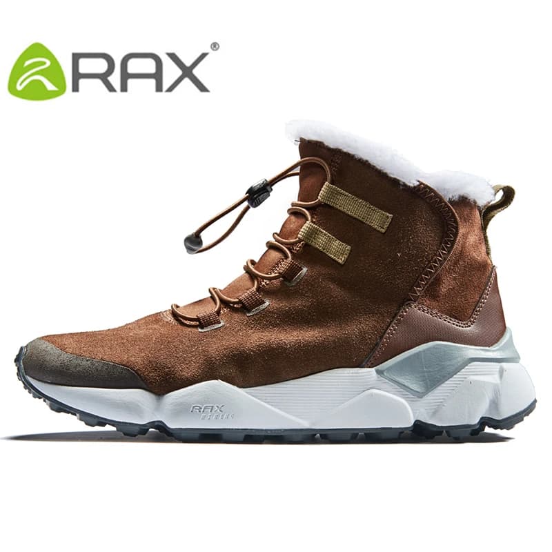 RAX Men's Hiking Shoes Latest Snowboot Anti-slip Boot Plush Lining Mid-high Classic Style Hiking Boots for Professional Men