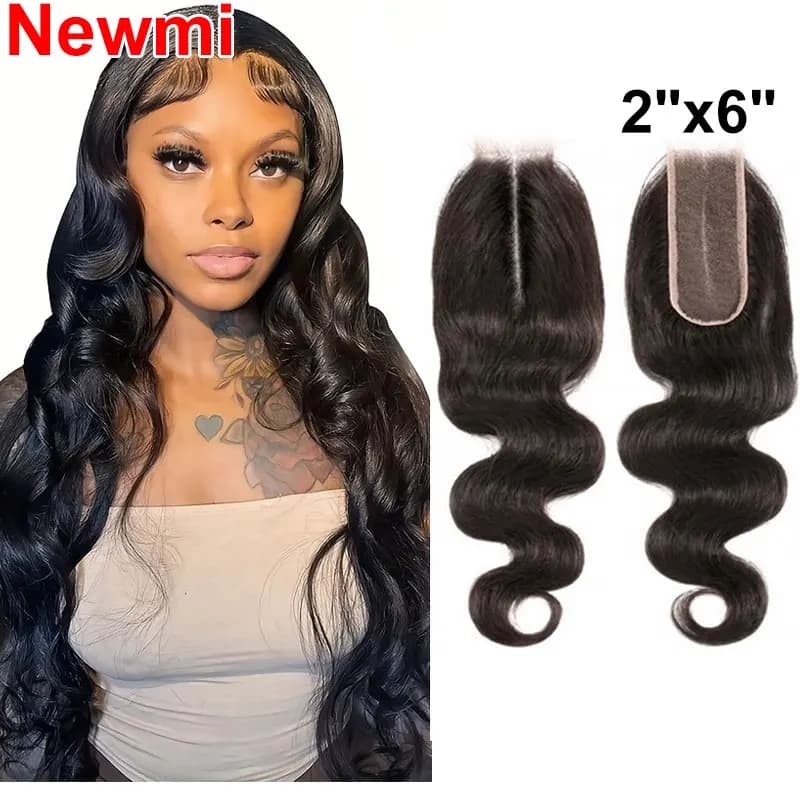 2x6 Human Hair Closure 12-26 inch Body Wave 2x6 Lace Closure for Women Transparent Kim Lace Closure Human Hair Extensions