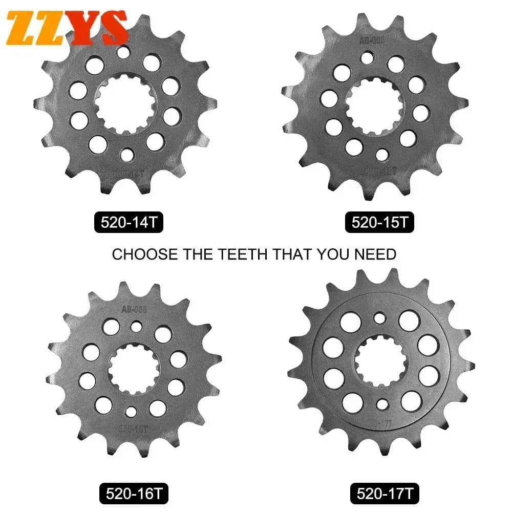 1pc 520 14T 15T 16T 17T Front Sprocket Gear Staring Wheel Cam For Kawasaki ZR400 D Xanthus ZXR ZR 400 ZR400D ZXR400 ZXR400H ZX-4