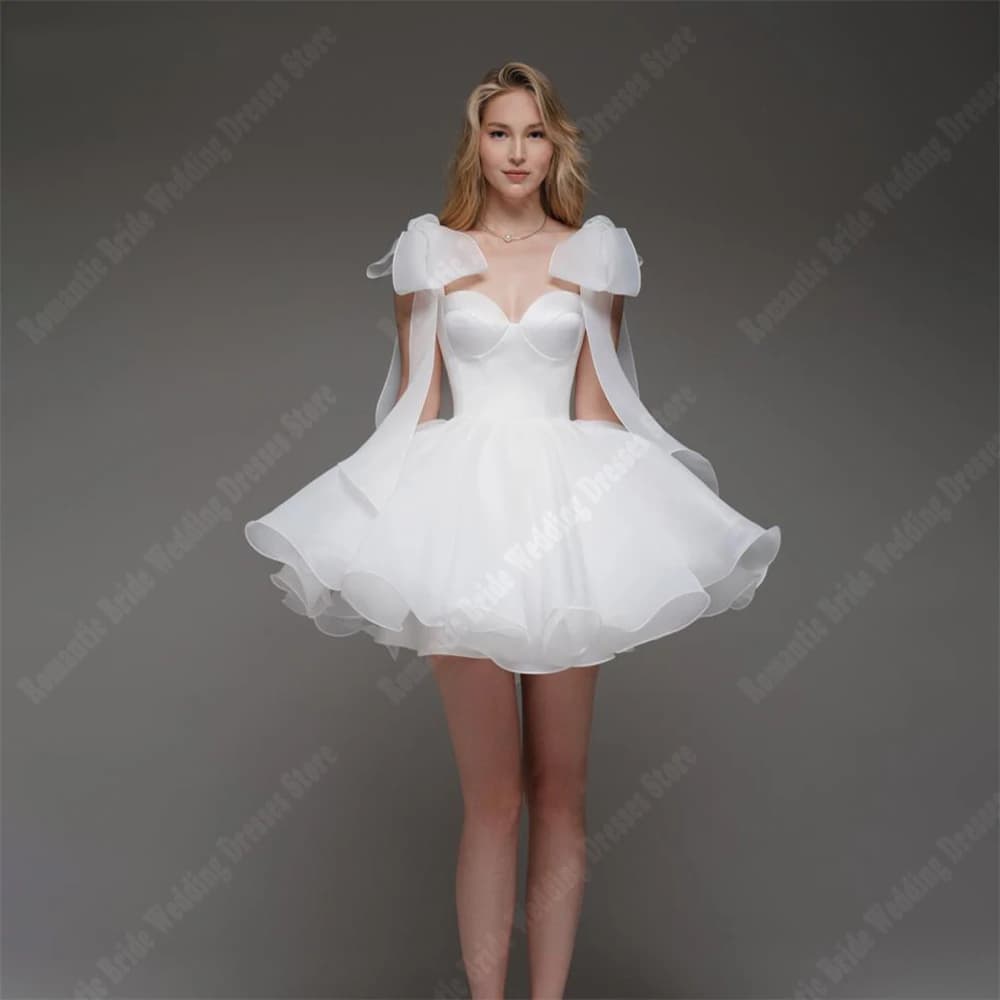 Sexy Tulle Women Short Wedding Dresses Sleeveless Backless Bride Gowns Mopping Length PrincessEngagement Ball Vestidos De Novia