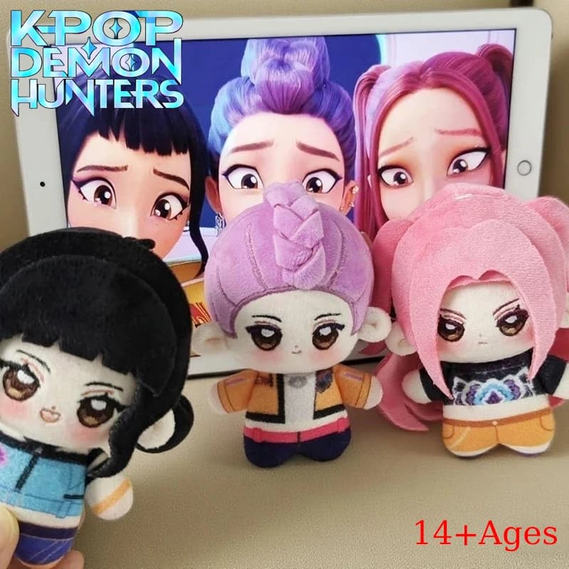 Anime KPop Demon Hunters Rumi Zoey Mira Cosplay Keychain Plush Stuffed Cotton Doll Cute Figure Bag Pendant Keyring Accessories