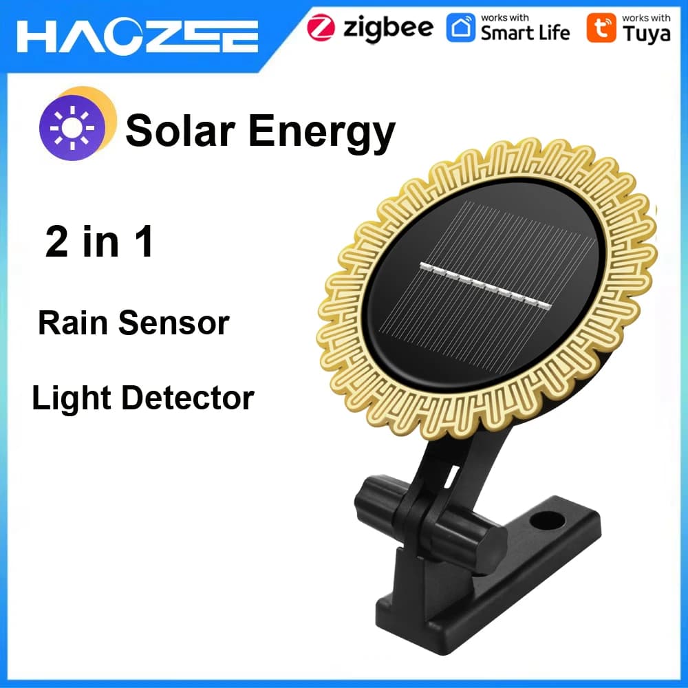 Haozee Tuya Smart Zigbee Sunlight Rain Sensor Solar Charging Real-time Rainwater Detector Smart Life App Controlled for House