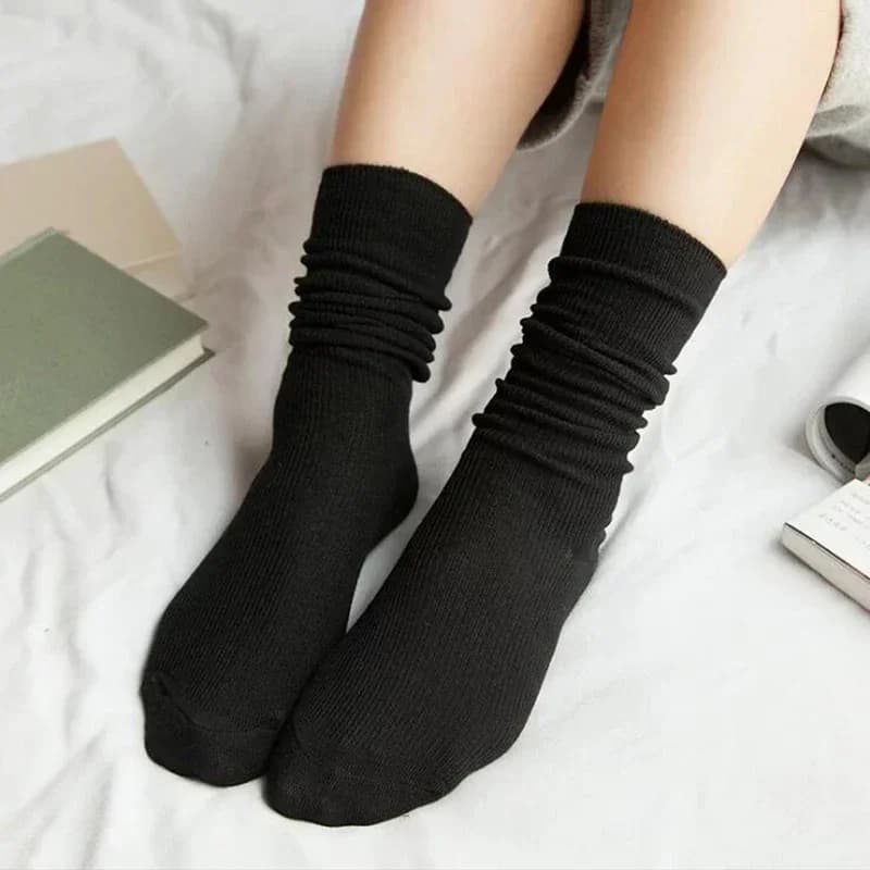 Women's Socks for Woman Winter Autumn Middle Tube Kawaii Cotton Black Red Khaki Feminino Girls Cute Stockings KDT112