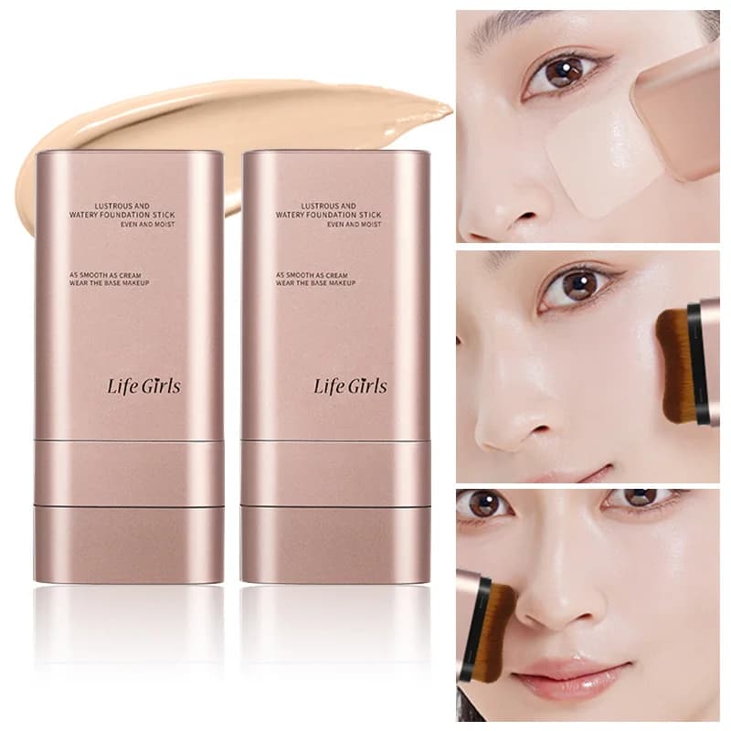 Clear and Moist Hydrating Foundation Naturally Perspective, Moisturizing, Bling, Glossy, Thin and Lightweight Double Head Makeup Foundation Rotated, More Comfortable, Waterproof Function, Easy to Make