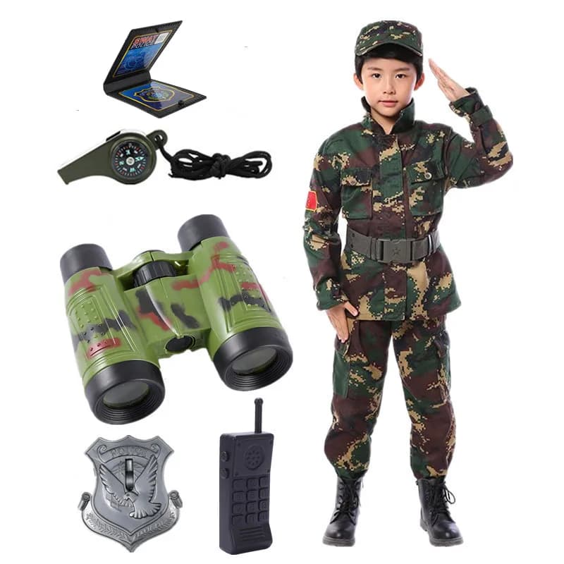 Boys Camouflage Clothing Set with Accessories, Unique Festive Clothing for Parties, School Performances Includes Toy Gifts