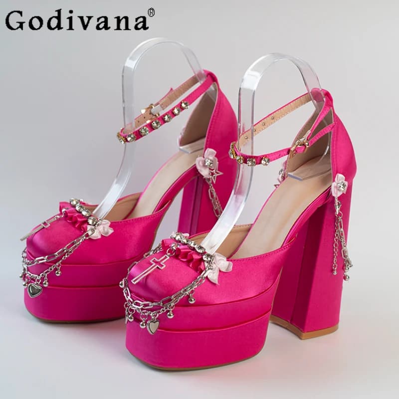 Lolita Platform High Heels for Women Hand Made Japanese Style Solid High Heel Female Spring Summer Luxury Shoes