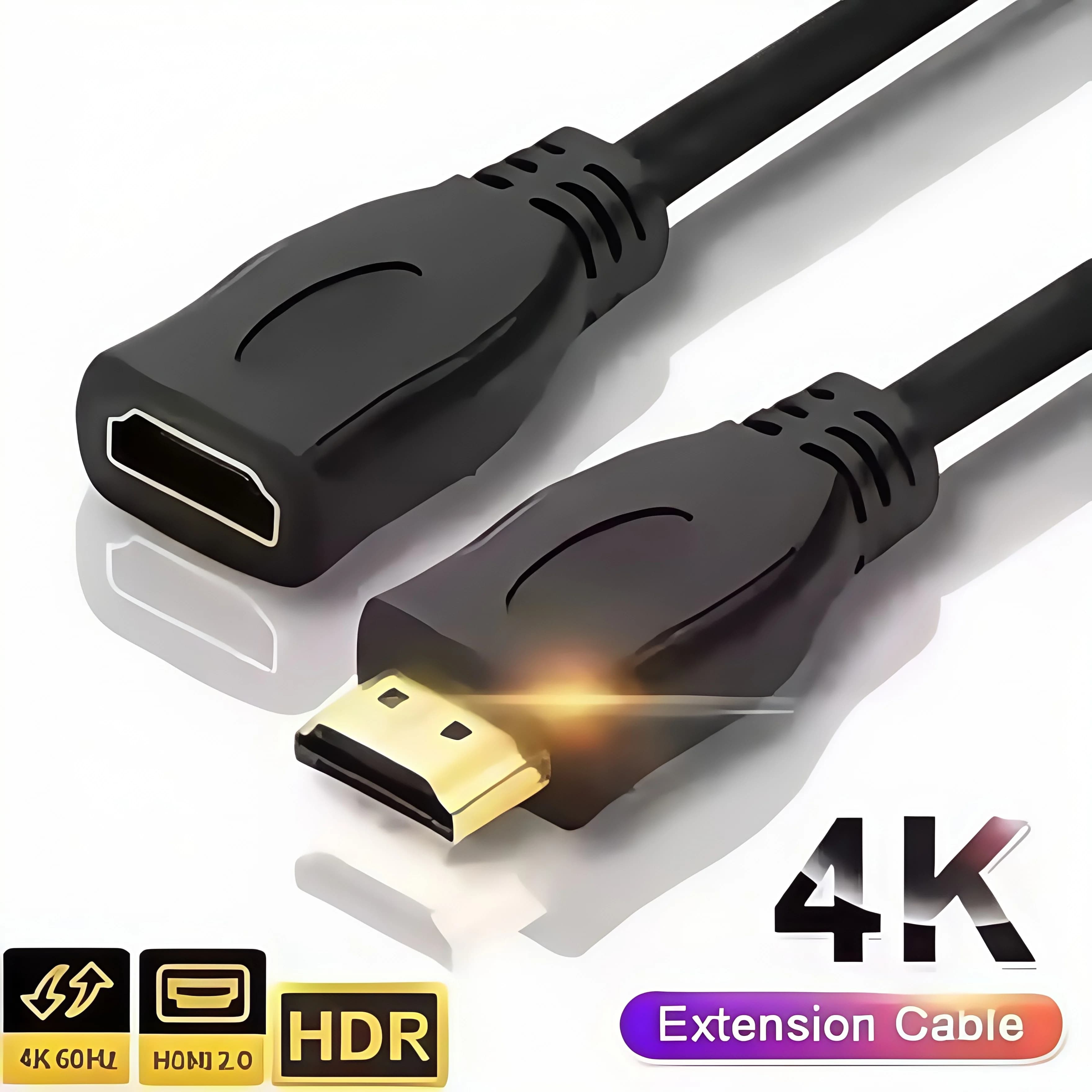 4K 60Hz HDR HDMI 2.0 Extension Cable(Male to Female)-High-Speed HDMI Extension Cord for PS5,Xbox Series X/S,PC,Monitor, HDTV