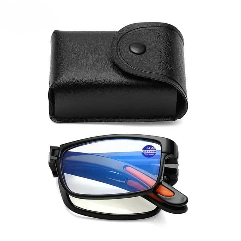 Men Lightweight Folding Reading Glasses Anti-blue Light Presbyopia Eyeglasses Women with Portable Case TR90 Clear Eyewear