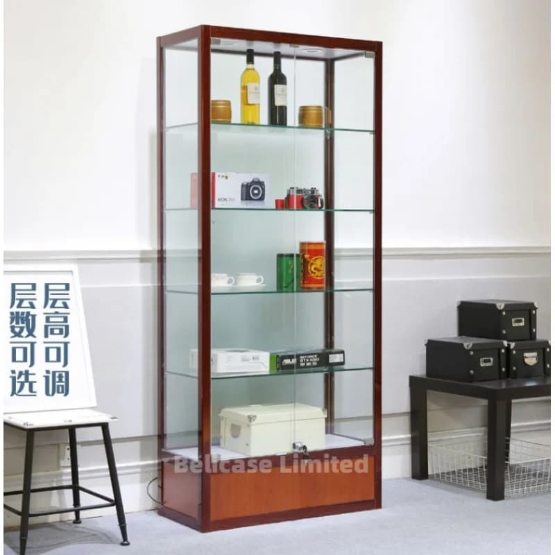 custom,Modern Type Of Factory Sale MDF Black Metal Showcase For Toys or Material Display With Lock