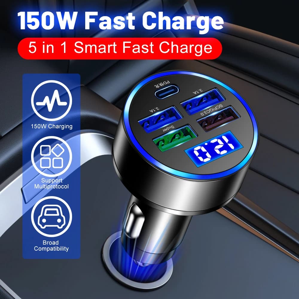 USB Car Charger Fast Charging Quick Charge 3.0 Car Mobile Phone Charger Adapter For iPhone 16 Pro 15 Samsung Type C PD Chargers