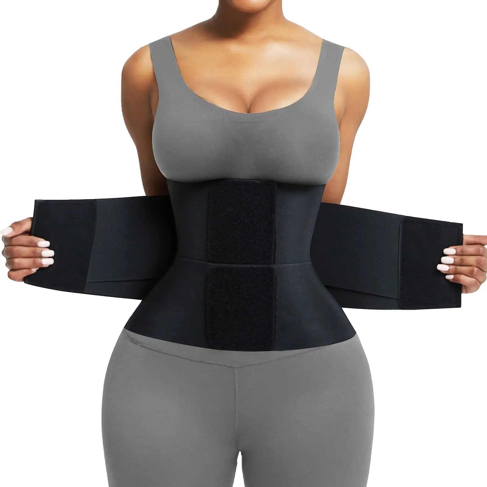 Heavy-Duty Slimming Waist Trainer Belt with Breast Support - Eyelet Detail, Durable Sports Waist Trimmer for Enhanced Workout