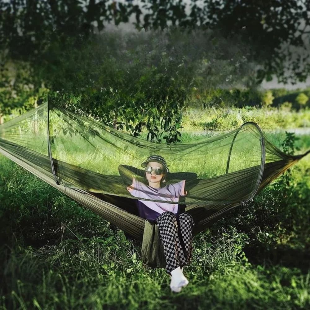 Camping Hammock Fully Automatic Quick Opening Mosquito Net Outdoor Camping Tent Travel Hike Sleeping Swing Easy To Store Hammock