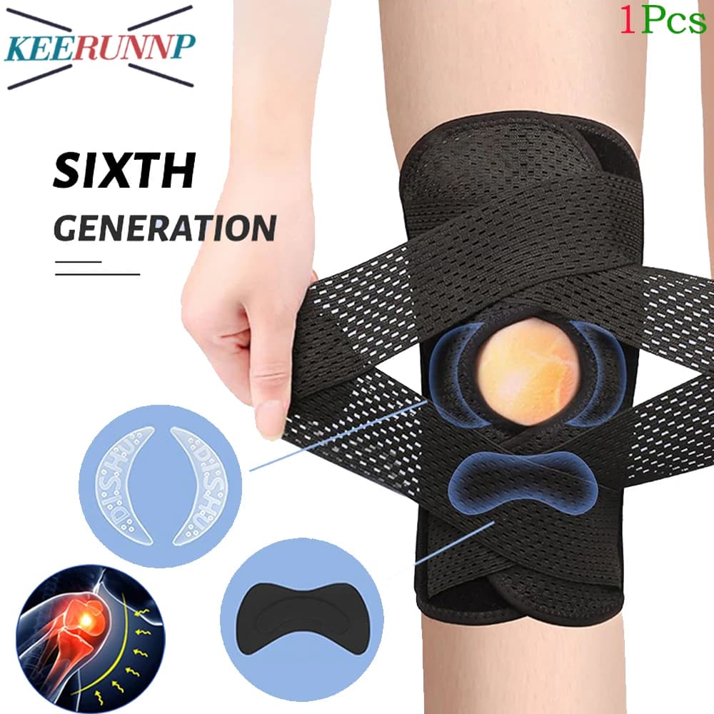 1Pcs Knee Brace with Side Stabilizers Relieve Knee Pain ACL,Joint Pain,Breathable Adjustable Knee Support Suitable for Men Women