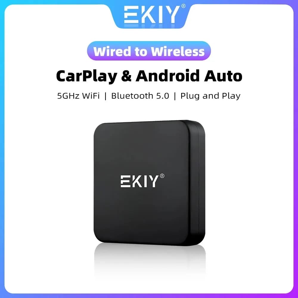 EKIY 2in1 Wireless CarPlay Dongle Wireless Android Auto Adapter AI Smart Box Car Intelligent Systems For Car With Wired CarPlay