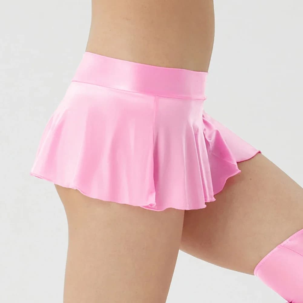 Women's Erotic Super Short Skirts Night Dress Wet Look Party Mini Skirt Sexy Lingerie Wine Red Pink Black