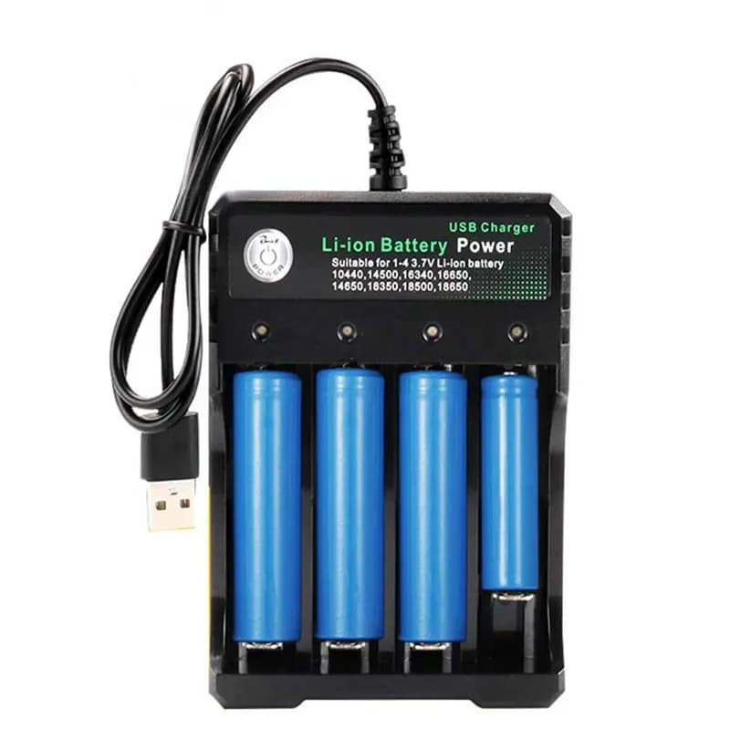 Rechargeable Lithium Batteries1/2/4 Slots AC 110V/220V 18650 Battery Charger Black For 14500 14650 16650 18350 18500 18650 3.7V