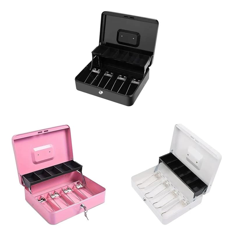 New Metal Cash Register With Key Lock-Portable Money Organizer Box Convenience Stores Retail Shop