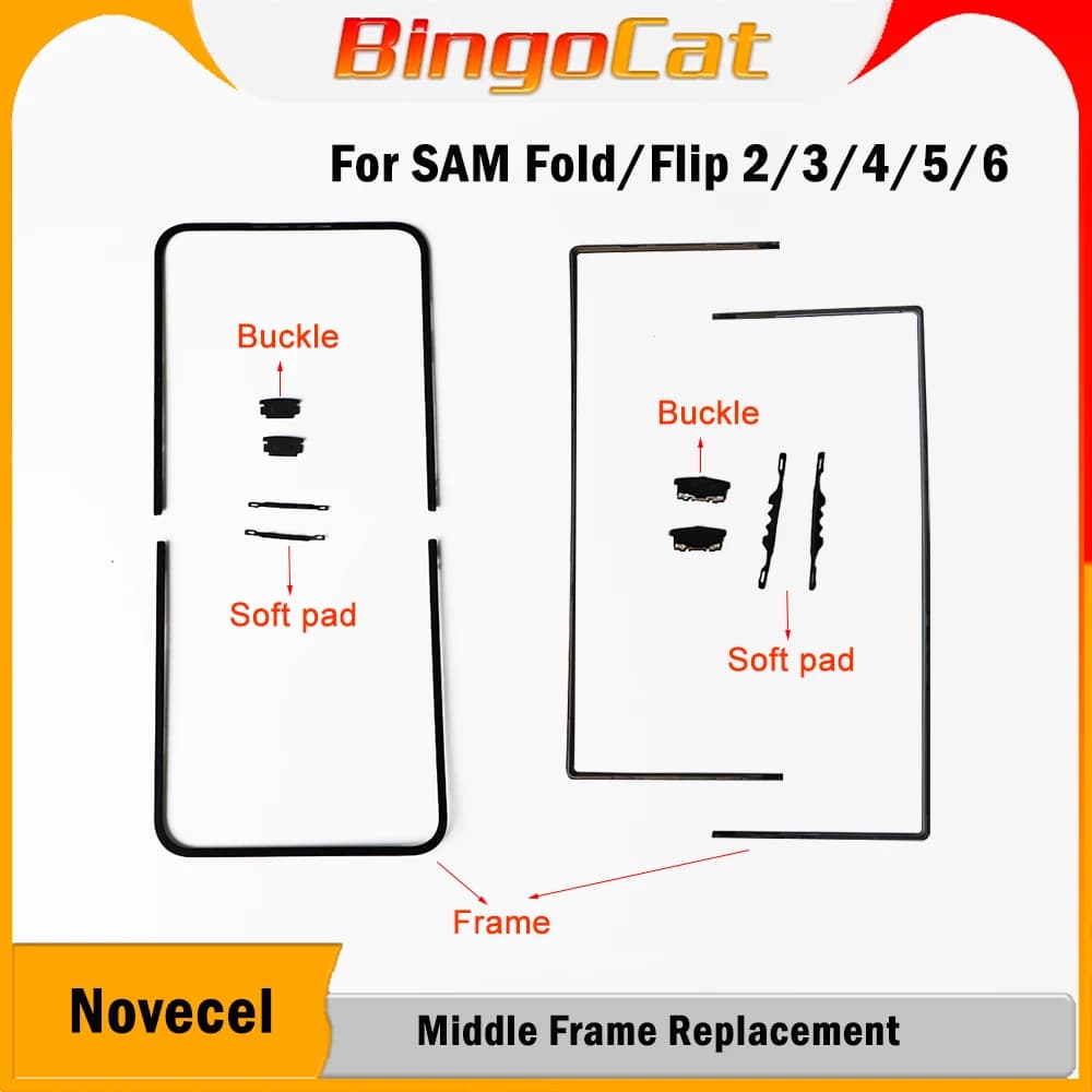 Novecel For Samsung Galaxy Z Fold 6 2 3 4 5 Z Flip 6 2 3 4 5 6 Middle Frame Bezel Replace F741 F731 F711 F721 F9460 F9560 F9260