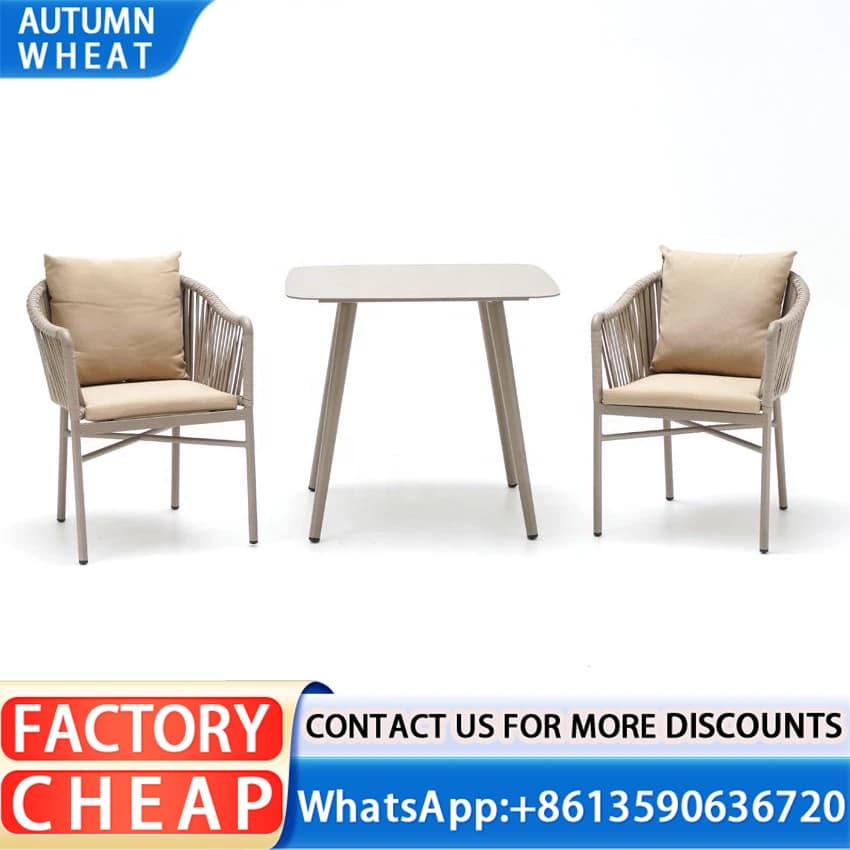 garden out door furniture minimalist design all weather wicker handwoven solid wooden teak outdoor dining set