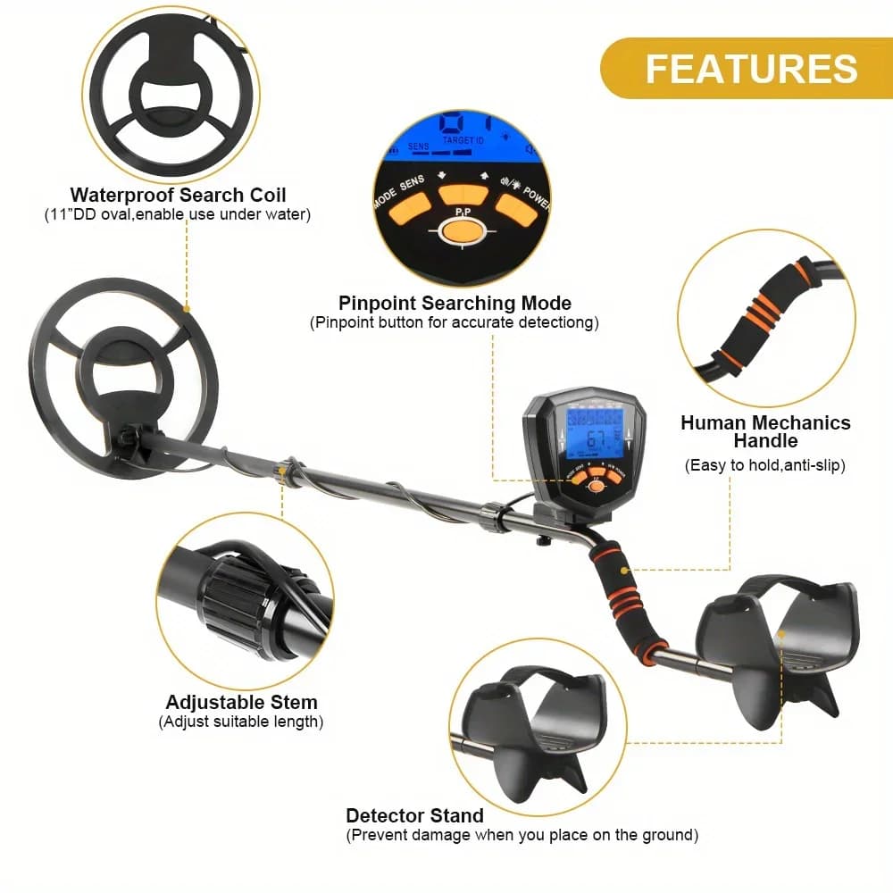 X22 New Underground Metal Detector Gold LCD Search Target ID Max Depth Treasure Hunting PinPointer Waterproof Locate Model