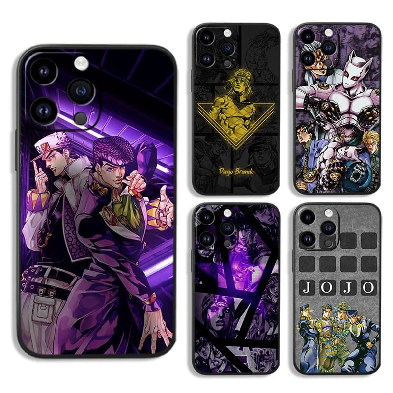 Anime JoJo Cool For Apple iPhone 15 14 13 12 Mini 11 XS XR X 8 7 Pro Max Plus Soft Silicone Black Phone Case