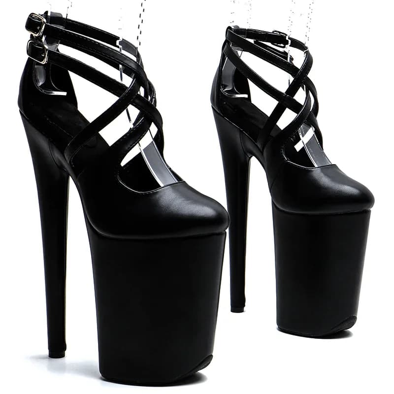 Leecabe 23CM / 9inches Matte PU Upper Closed toe fashion Platform High Heels Sandals Pole Dance shoes