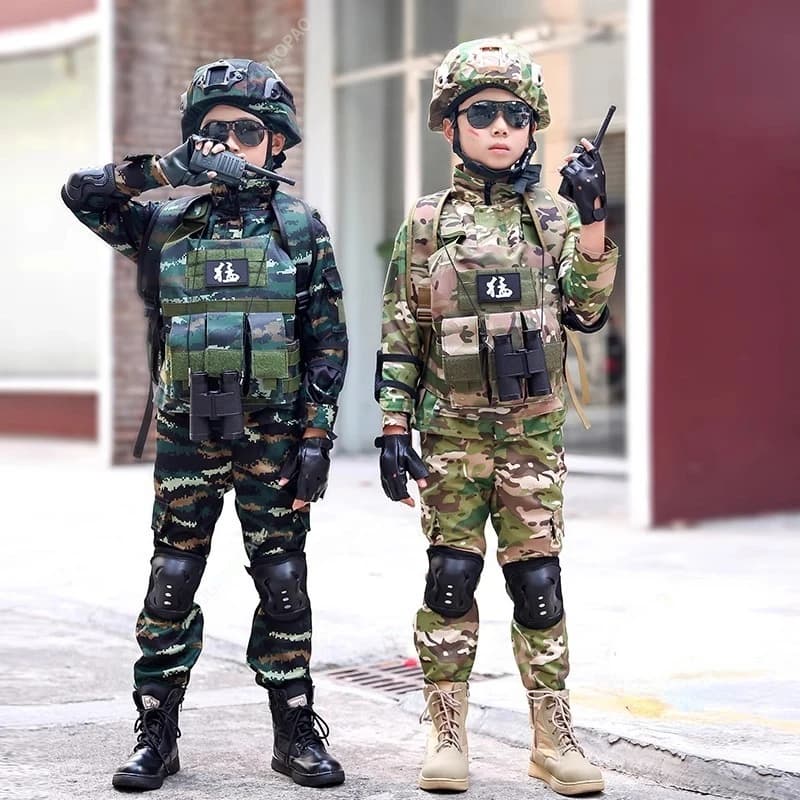 New High Quality Camouflage Children's Suit Special Forces Boys Fall and Winter Style Long-Sleeved Halloween Stage Costume