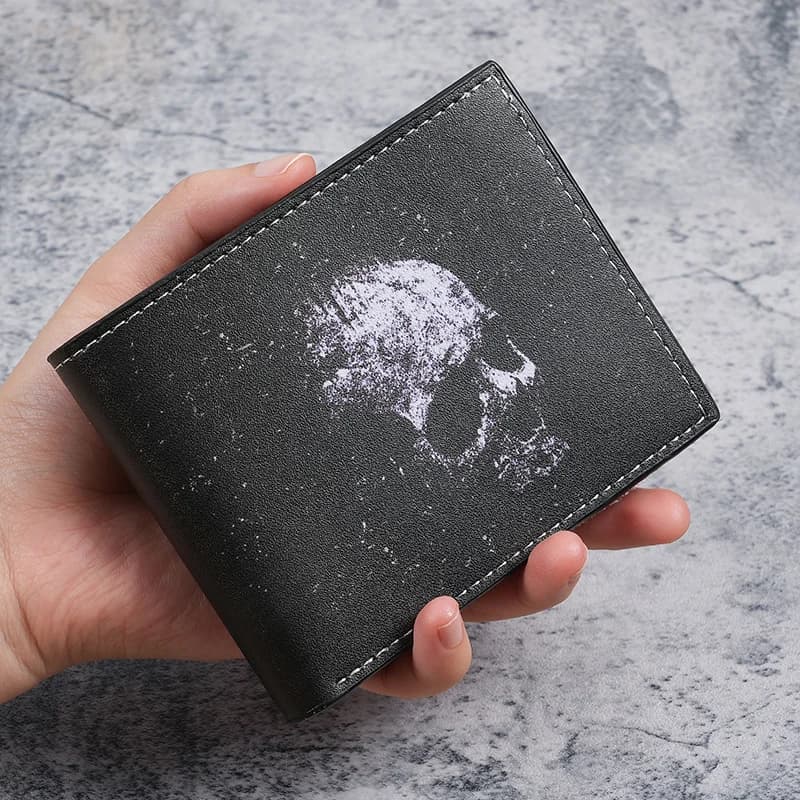 Cross-border special wallet bat skull short wallet retro skull printed men's and women's coin purse