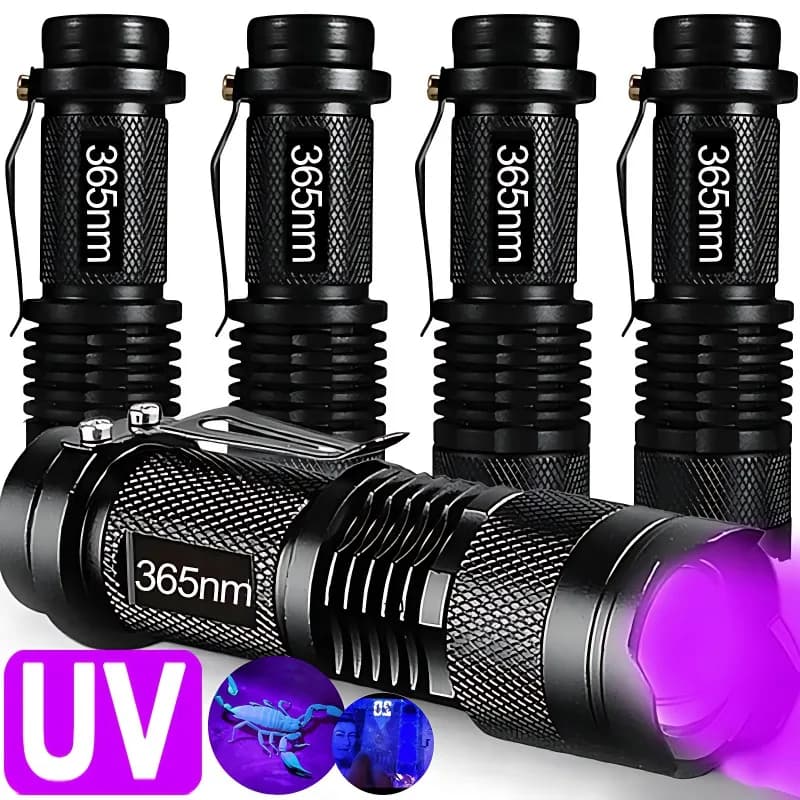 365/395nm UV Flashlight Zoomable Ultra Violet Torch Ultraviolet Lights for Pet Urine Stains Scorpions Fluorescent Agent Detector
