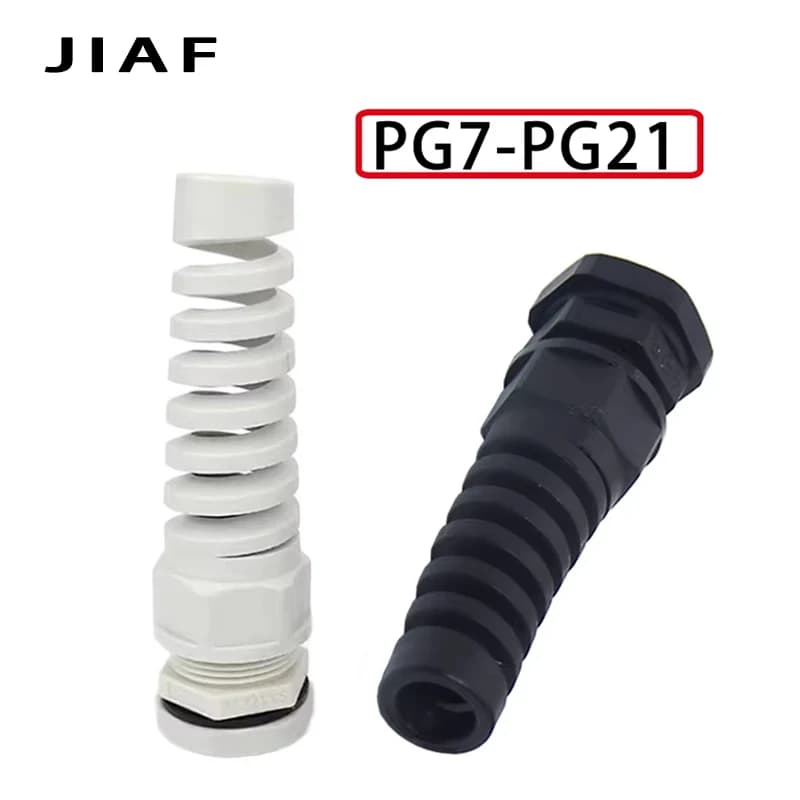 5PCS Waterproof Cable Gland PG7 Plastic Anti-Bending Joint M12 Nylon PA66 Torsion-proof Glands PG9/11/13.5/16/19/21 Connector