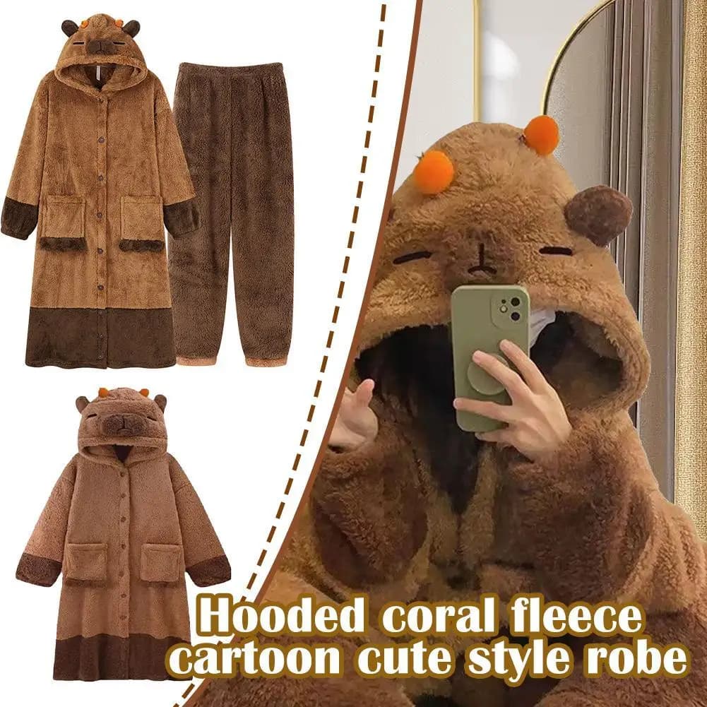 Cartoon Fleece Pyjama Flannel Anime Robes Adults Animal Pajamas Women Men Warm Winter Sleepwear