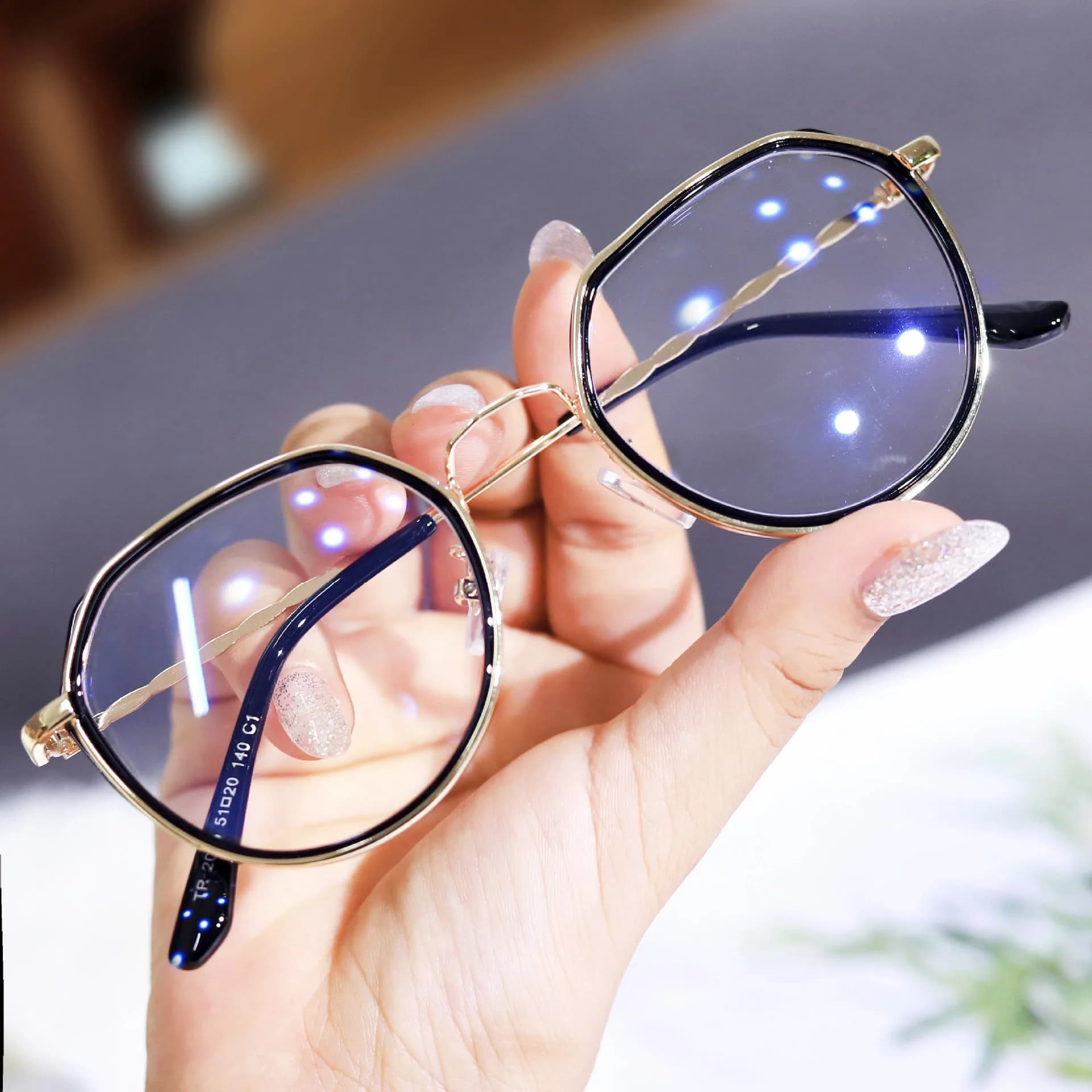 New Trend Anti-blue Light Computer Glasses Korean Retro Women Metal Flat Mirror Reading Eyewear Optical Spectacle Eyeglasses