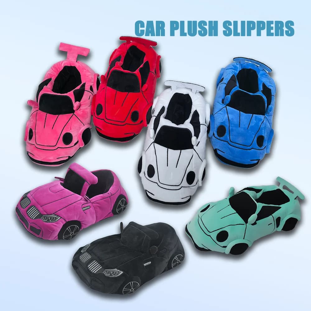 Highland Cow Car Plush Slippers Fun Vehicle Shape Stuffed Shoes Indoor Slippers Women Men warm House Slipper Birthday Gifts