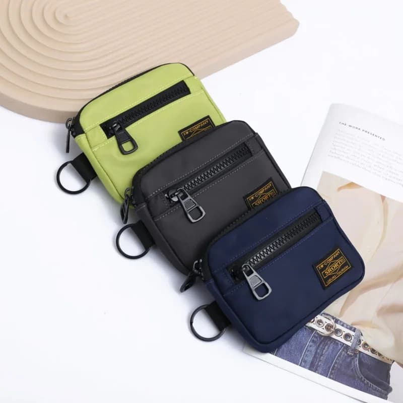 Trendy and fashionable Oxford cloth coin purse, men's and women's workwear style, portable small card bag, casual multifunctiona