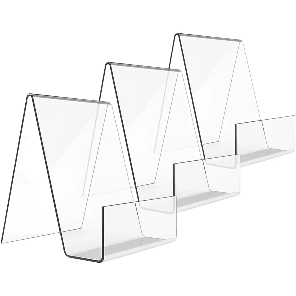 3 Pcs Transparent Display Stand Book for Shelf Desktop Bookshelf Acrylic Clear Storage Office