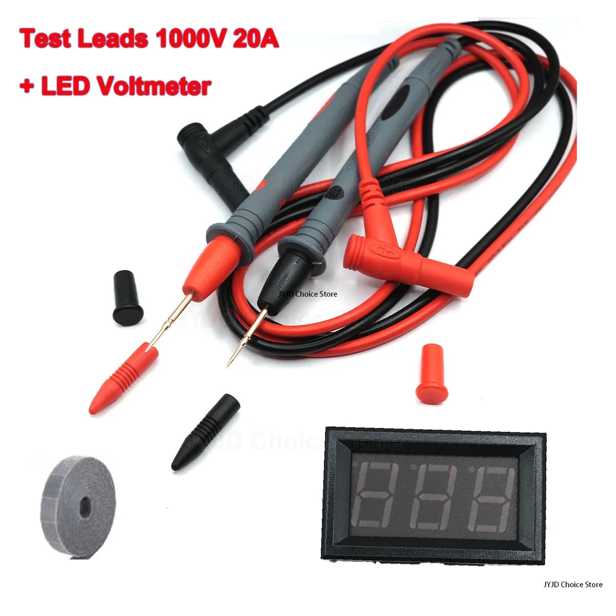 Universal Digital Multimeter Test Leads 1000V 20A + Waterproof Digital Voltage Display LED Voltmeter Two-Wire DC 3V-30V Tester