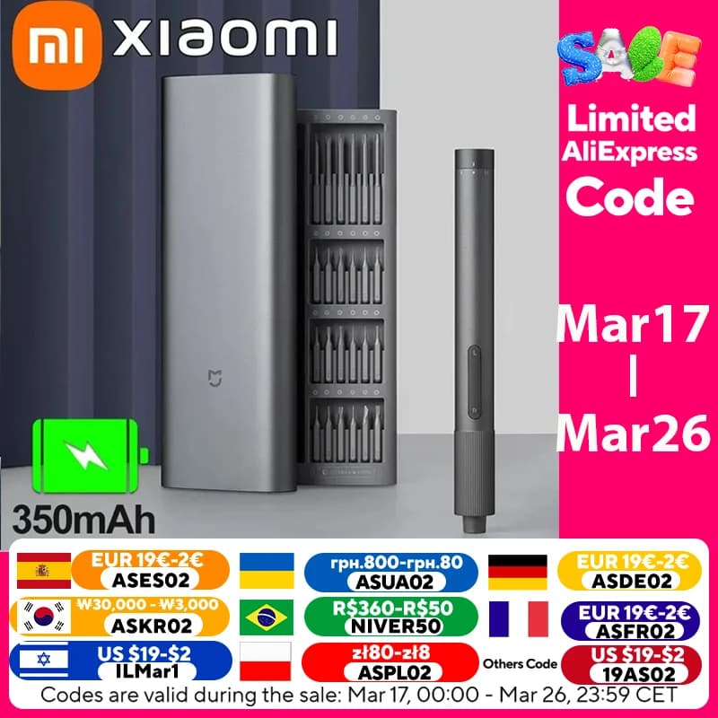 Xiaomi Mijia Electric Precision Screwdriver Magnetic Kit with 24 PCS Screw Heads Power Tools Sets for Smart Home PC Phone Repair