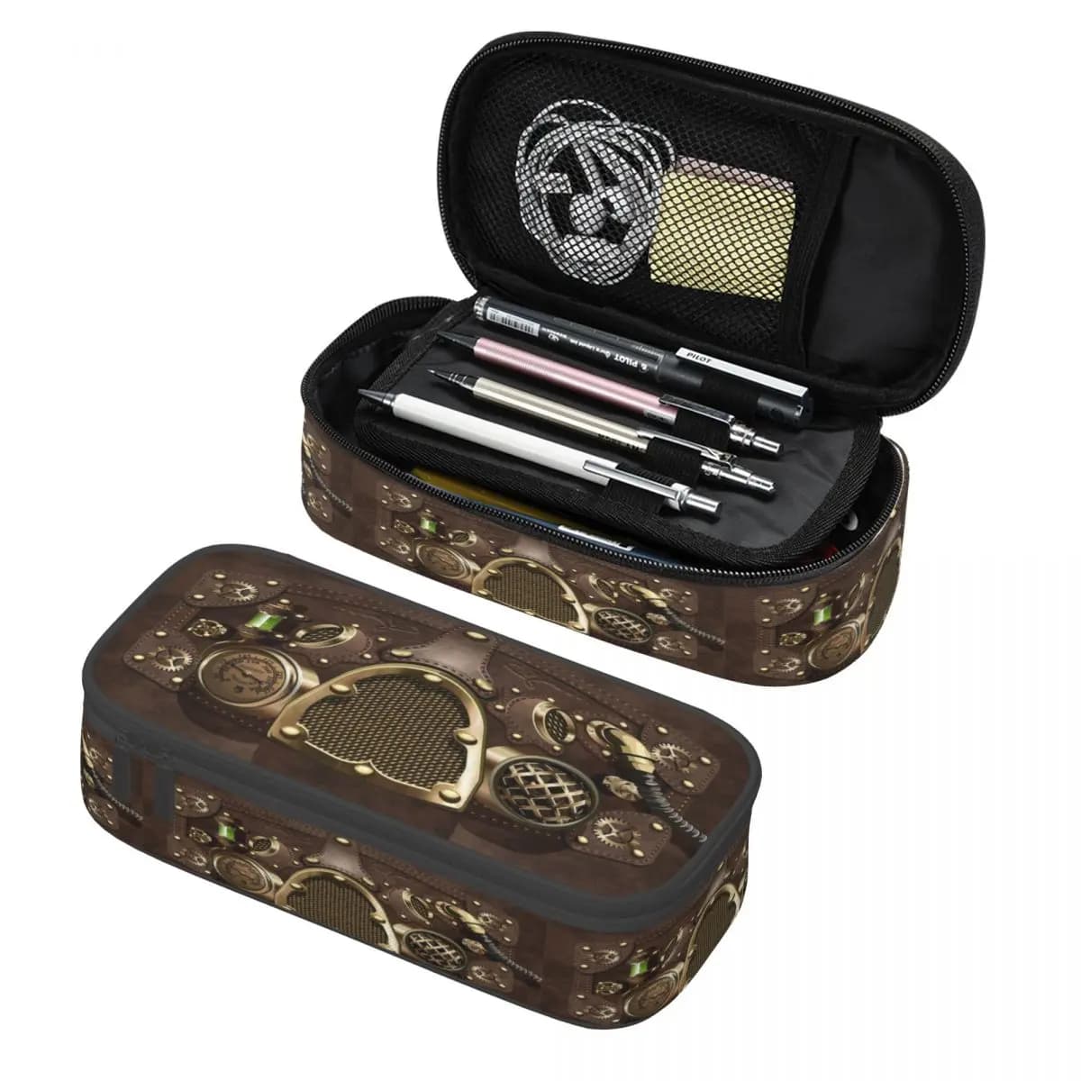 Kawaii Steampunk Leather Pencil Cases for Boys Gilrs Big Capacity Pilot Air Fighter Helmet Pencil Box Stationery